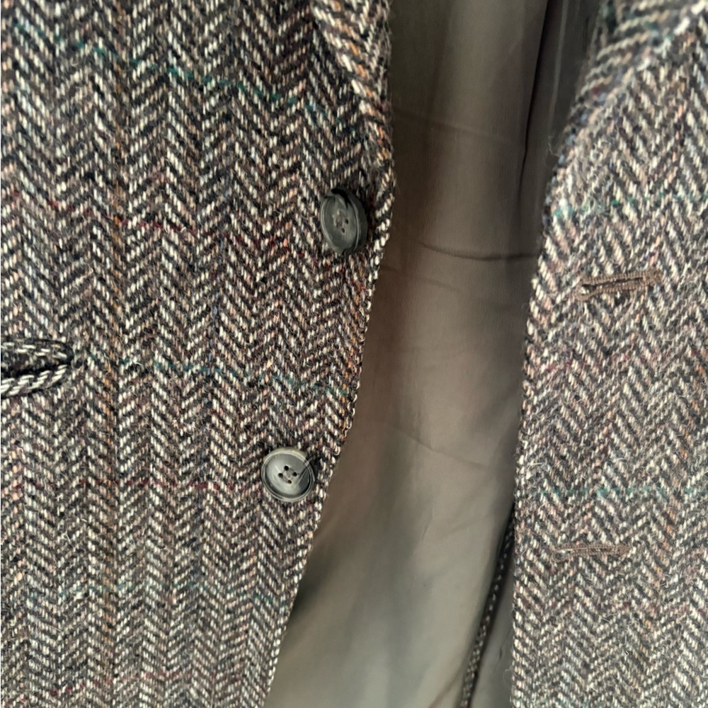 Herringbone Wool Blend Blazer in Brown and Gray
